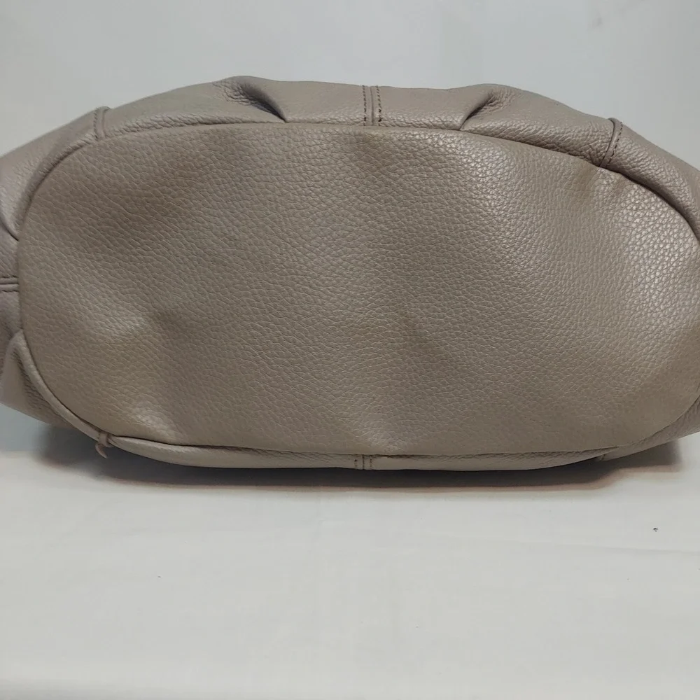 Leather‎ Hobo Shoulder Bag Designer Style Buckle Detail Taupe